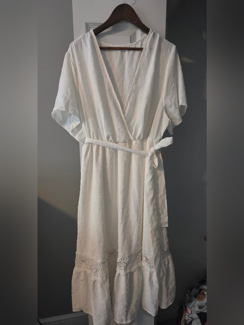White Dress with Lace Trim